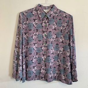 Vintage Floral collared button up sparkling shirt
